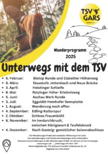 Jahresübersicht unterwegs mit dem TSV Gars